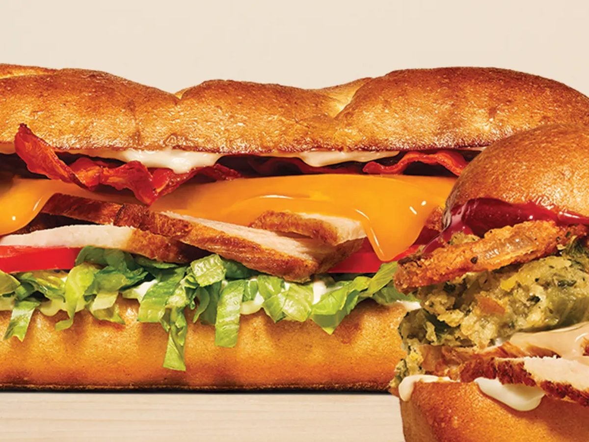 Arby's Deep Fried Turkey Club with bacon, cheddar, lettuce and tomato