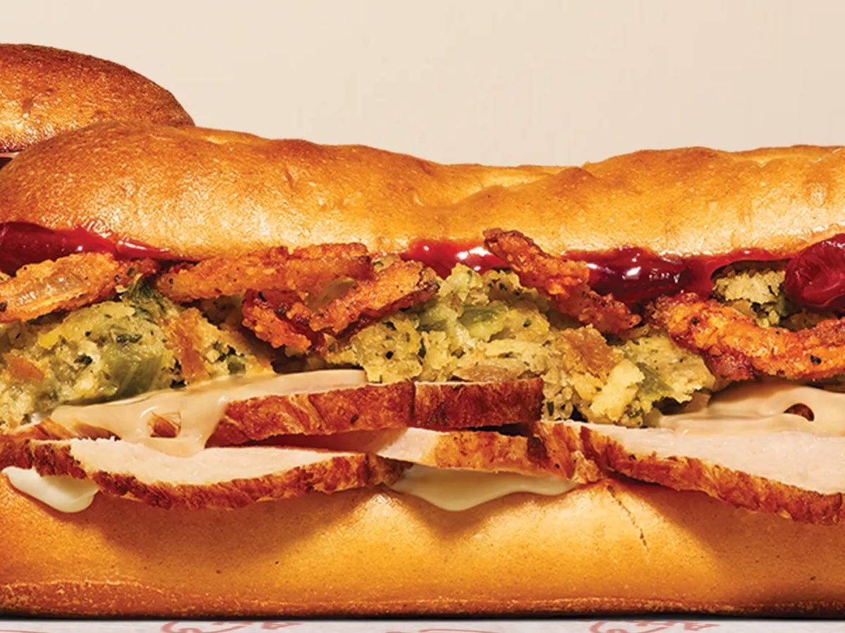 Arby's Deep Fried Turkey Gobbler with stuffing, cranberry and crispy onions