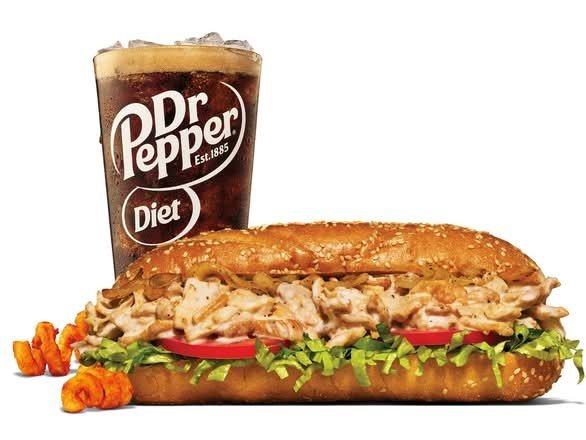 Arby's Deluxe Chicken Cheesesteak with lettuce and tomato