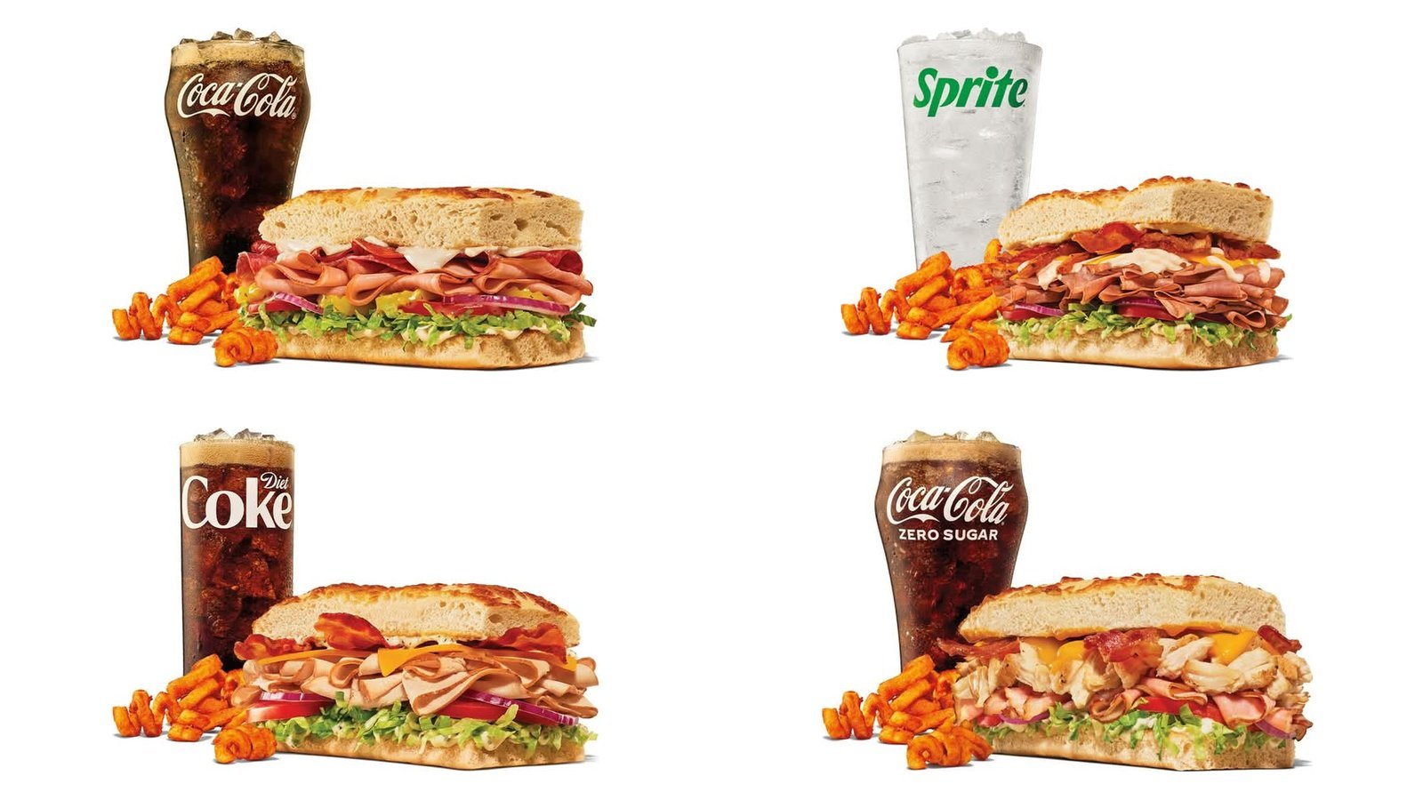 Arby's Sub Stackers: Loaded Italian, Three Cheese Beef & Bacon, Turkey Ranch & Bacon and Sweet 'n Golden Triple Stacker