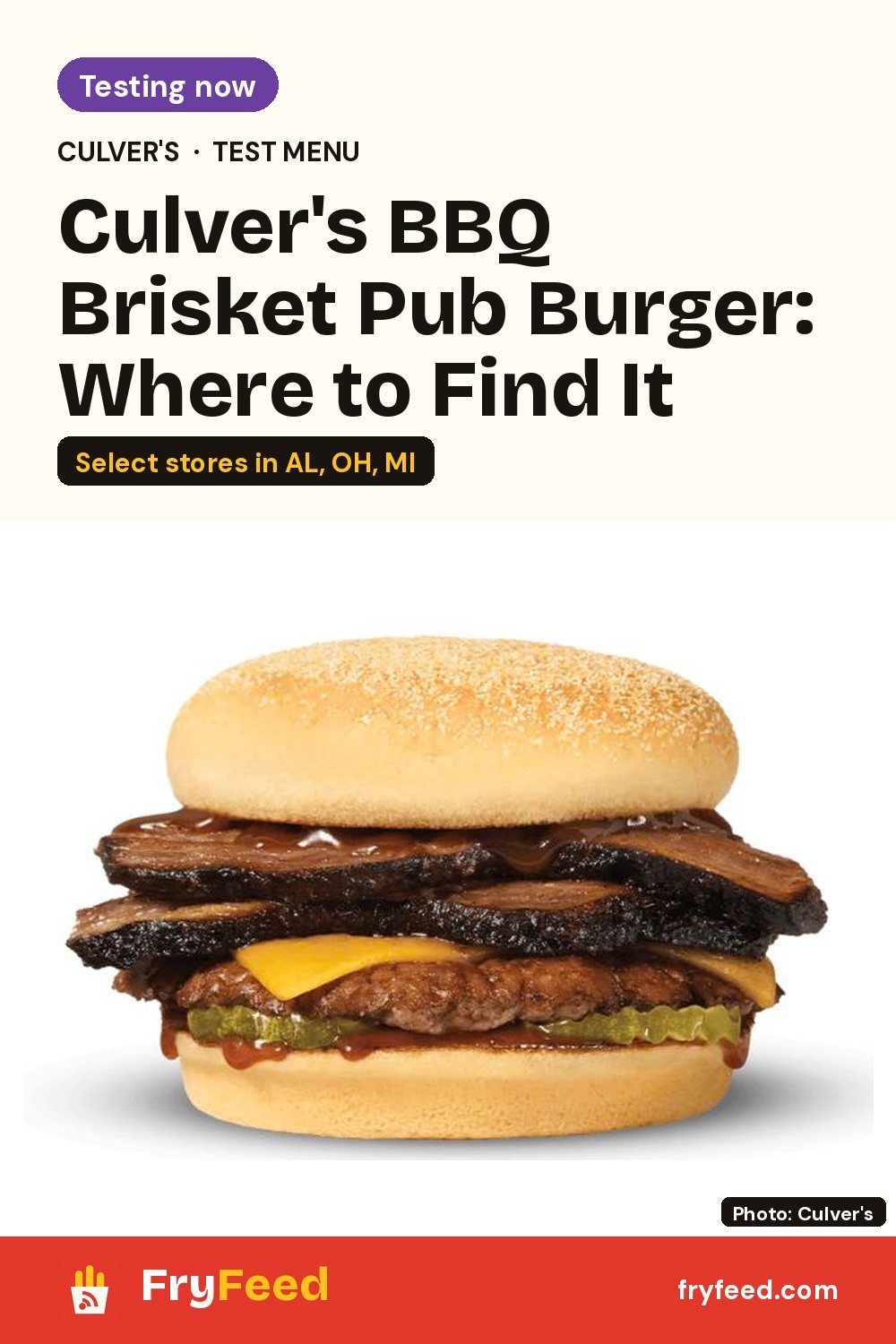 Culver's BBQ Brisket Pub Burger: Where to Find It, Price and What's On It