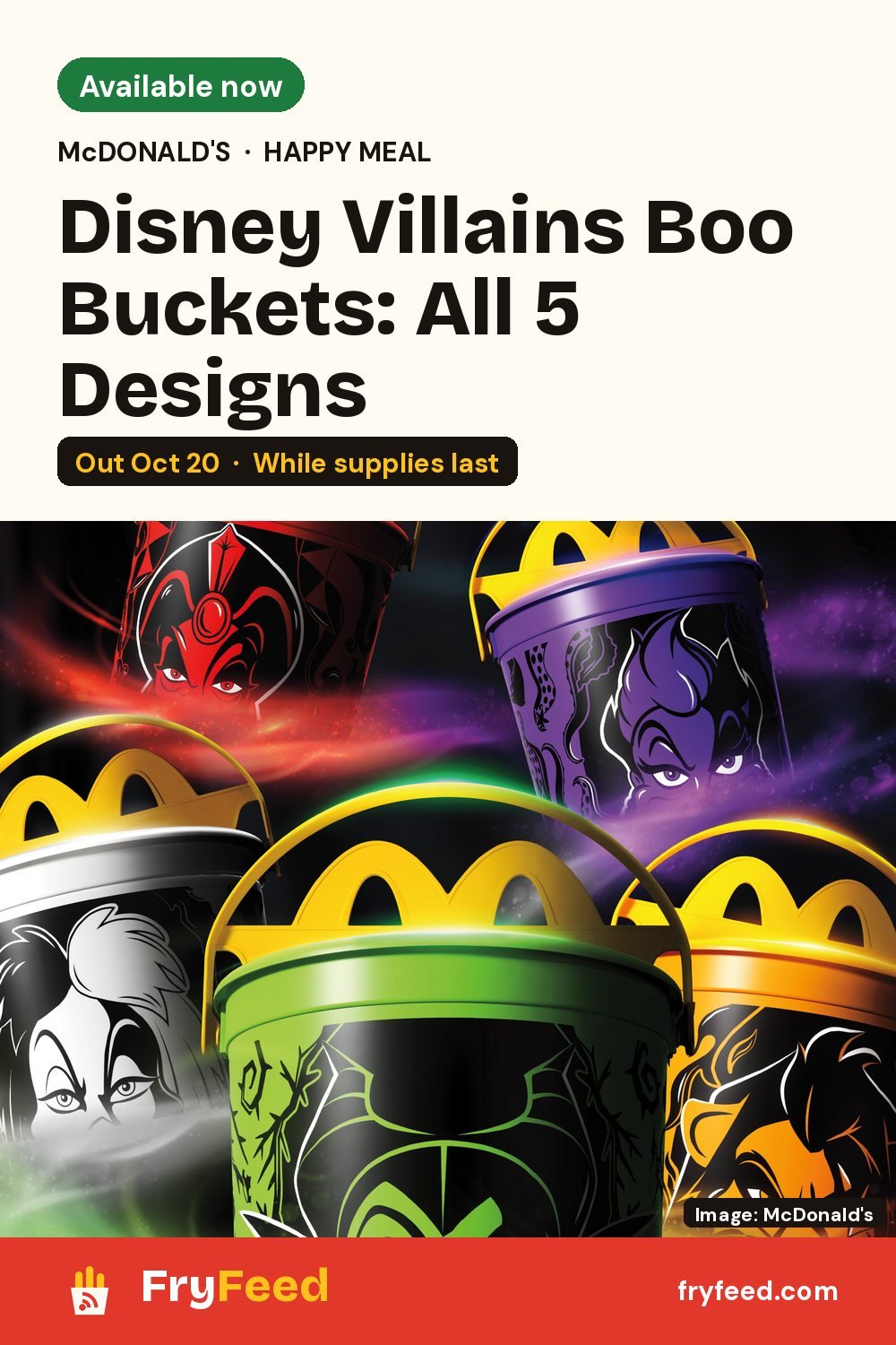 McDonald's Boo Buckets 2026: All 5 Disney Villains Designs