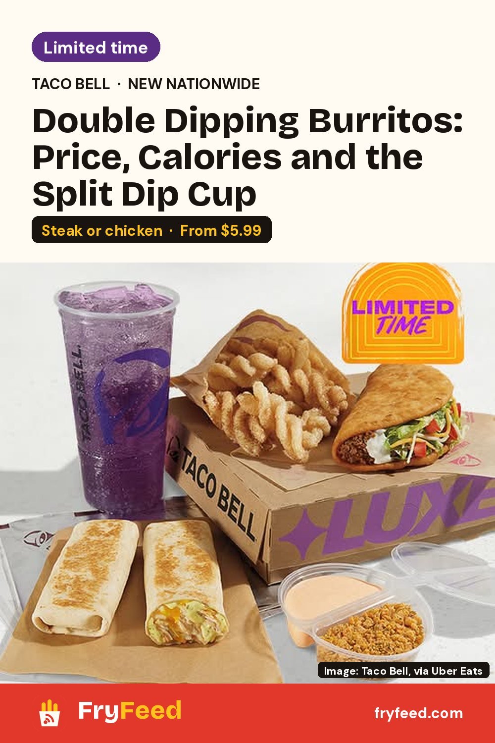 Taco Bell Double Dipping Burritos: Price, Calories and the Split Dip Cup
