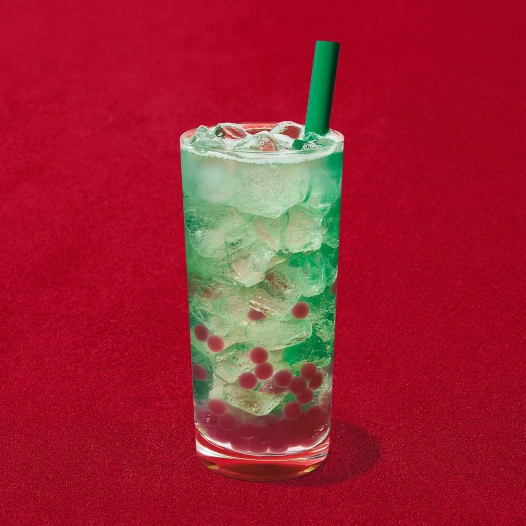 Starbucks Apple Pomegranate Refresher with pomegranate pearls