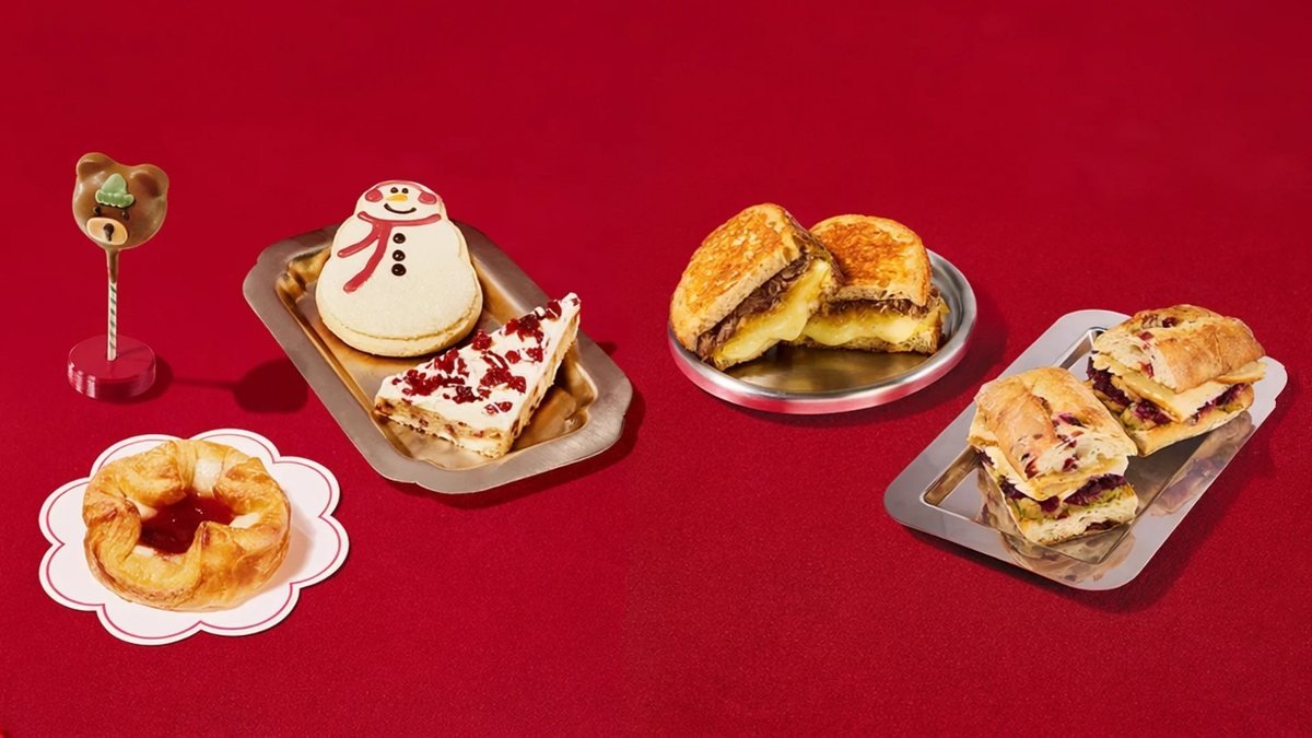 Starbucks holiday food 2026: Bearista Cake Pop, Snowman Cookie, Cranberry Bliss Bar, Sugar Plum Cheese Danish, Braised Short Rib Grilled Cheese and Turkey and Stuffing Sandwich