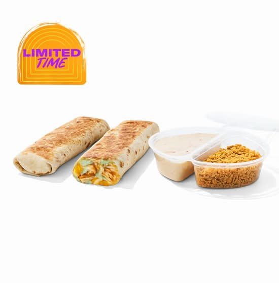 Taco Bell Slow-Roasted Chicken Double Dipping Burritos with Split Dip Cup
